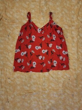 Red Floral V-Neck Sophie Georgette Swing Cami Size 2